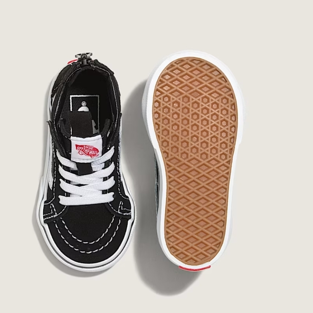 VANS Kids Black and White High-Top Sneakers With Zip. Size 5 TODDLER.
